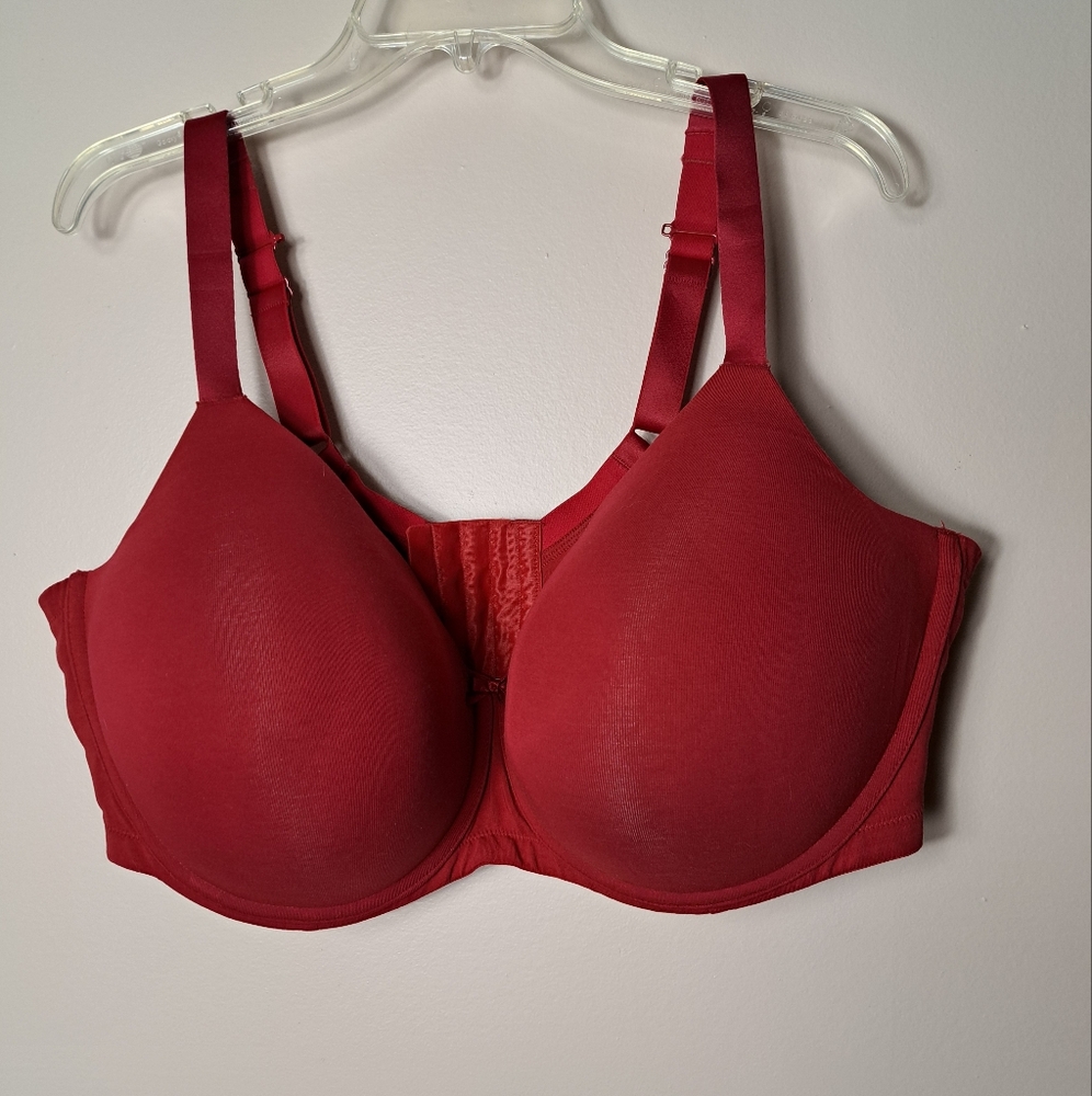AMBRIELLE Organic Cotton Full‎ Coverage Red Non-Underwire Bra 46G